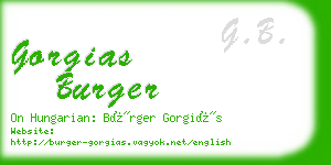 gorgias burger business card